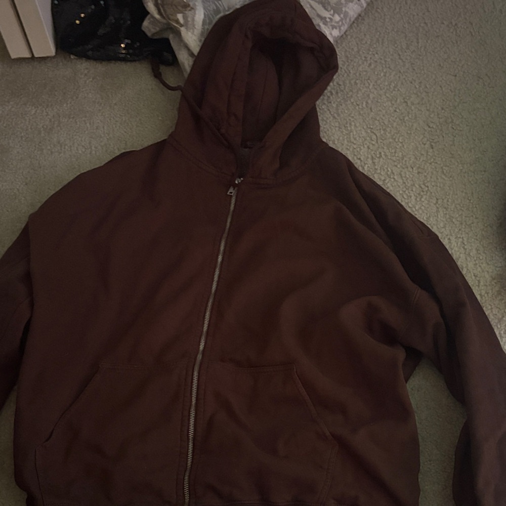 Brandy Melville Dark Brown Hooded Jacket